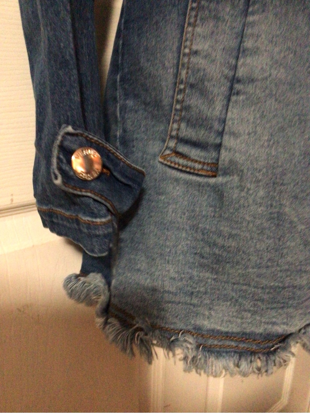 VENUS Blue Denim Trench Coat with Waist Tie - Picture 3 of 9